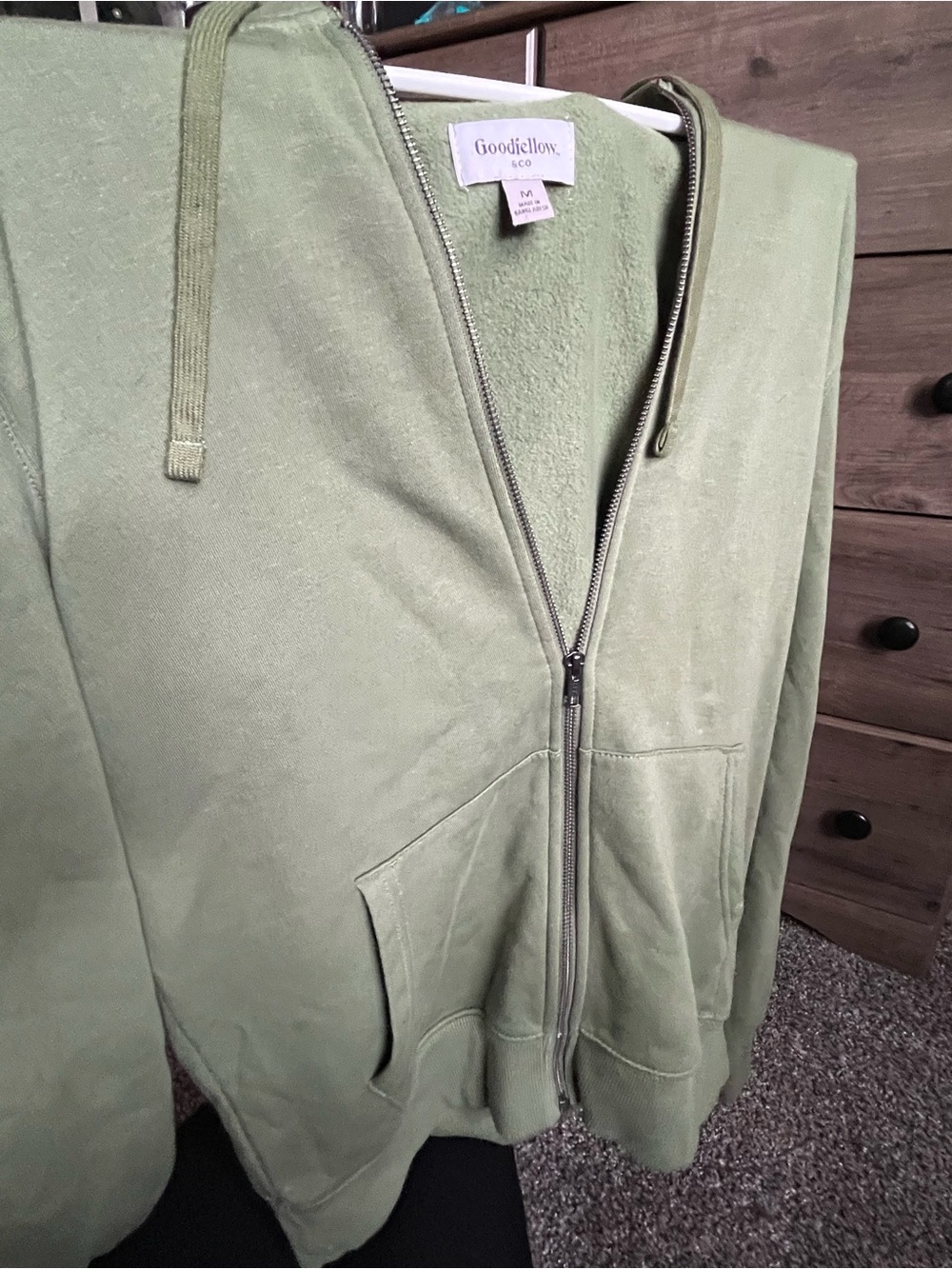 Muted Light Green Lightweight Zip Hoodie